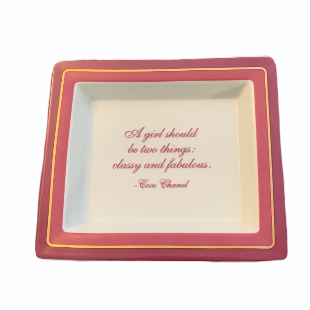 Coco Chanel Porcelain Pink Gold Trinket Tray